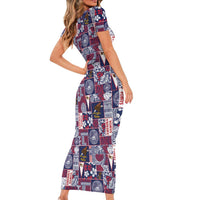 Manuia le Kerisimasi American Samoa Family Matching Short Sleeve Bodycon Dress and Hawaiian Shirt Pacific Patchwork Xmas Vibes - Polynesian Pride