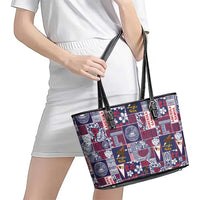 Manuia le Kerisimasi American Samoa Leather Tote Bag Pacific Patchwork Xmas Vibes - Polynesian Pride