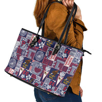 Manuia le Kerisimasi American Samoa Leather Tote Bag Pacific Patchwork Xmas Vibes - Polynesian Pride