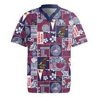 Manuia le Kerisimasi American Samoa Rugby Jersey Pacific Patchwork Xmas Vibes LT9 Blue - Polynesian Pride
