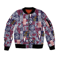 Manuia le Kerisimasi American Samoa Sleeve Zip Bomber Jacket Pacific Patchwork Xmas Vibes - Polynesian Pride