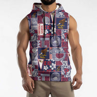 Manuia le Kerisimasi American Samoa Sleeveless Hoodie Pacific Patchwork Xmas Vibes - Polynesian Pride
