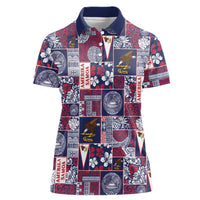 Manuia le Kerisimasi American Samoa Women Polo Shirt Pacific Patchwork Xmas Vibes - Polynesian Pride
