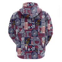 Manuia le Kerisimasi American Samoa Zip Hoodie Pacific Patchwork Xmas Vibes - Polynesian Pride