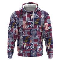 Manuia le Kerisimasi American Samoa Zip Hoodie Pacific Patchwork Xmas Vibes - Polynesian Pride