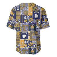 Ekamawir omo Nauru Baseball Jersey Pacific Patchwork Xmas Vibes - Polynesian Pride