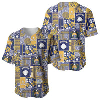 Ekamawir omo Nauru Baseball Jersey Pacific Patchwork Xmas Vibes - Polynesian Pride
