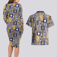 Ekamawir omo Nauru Couples Matching Long Sleeve Bodycon Dress and Hawaiian Shirt Pacific Patchwork Xmas Vibes LT9 - Polynesian Pride