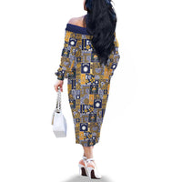 Ekamawir omo Nauru Family Matching Off The Shoulder Long Sleeve Dress and Hawaiian Shirt Pacific Patchwork Xmas Vibes - Polynesian Pride