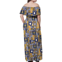 Ekamawir omo Nauru Family Matching Off Shoulder Maxi Dress and Hawaiian Shirt Pacific Patchwork Xmas Vibes - Polynesian Pride