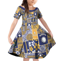 Ekamawir omo Nauru Family Matching Off Shoulder Short Dress and Hawaiian Shirt Pacific Patchwork Xmas Vibes - Polynesian Pride