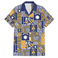 Ekamawir omo Nauru Family Matching Off Shoulder Short Dress and Hawaiian Shirt Pacific Patchwork Xmas Vibes - Polynesian Pride