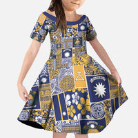 Ekamawir omo Nauru Family Matching Short Sleeve Bodycon Dress and Hawaiian Shirt Pacific Patchwork Xmas Vibes - Polynesian Pride