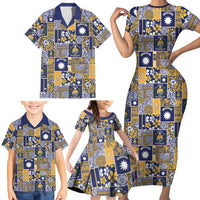 Ekamawir omo Nauru Family Matching Short Sleeve Bodycon Dress and Hawaiian Shirt Pacific Patchwork Xmas Vibes - Polynesian Pride