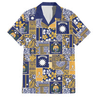 Ekamawir omo Nauru Hawaiian Shirt Pacific Patchwork Xmas Vibes LT9 Blue - Polynesian Pride