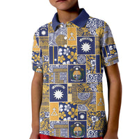 Ekamawir omo Nauru Kid Polo Shirt Pacific Patchwork Xmas Vibes - Polynesian Pride