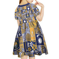 Ekamawir omo Nauru Kid Short Sleeve Dress Pacific Patchwork Xmas Vibes - Polynesian Pride