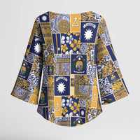 Ekamawir omo Nauru Kimono Sleeve Blouse Pacific Patchwork Xmas Vibes - Polynesian Pride