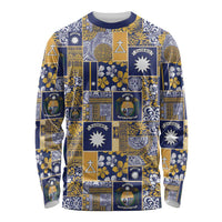 Ekamawir omo Nauru Long Sleeve Shirt Pacific Patchwork Xmas Vibes - Polynesian Pride