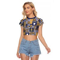 Ekamawir omo Nauru Raglan Cropped T Shirt Pacific Patchwork Xmas Vibes - Polynesian Pride