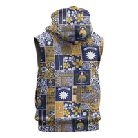 Ekamawir omo Nauru Sleeveless Zip Hoodie Pacific Patchwork Xmas Vibes LT9 - Polynesian Pride