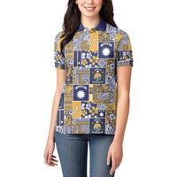 Ekamawir omo Nauru Women Polo Shirt Pacific Patchwork Xmas Vibes LT9 - Polynesian Pride