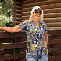 Ekamawir omo Nauru Women Polo Shirt Pacific Patchwork Xmas Vibes LT9 - Polynesian Pride