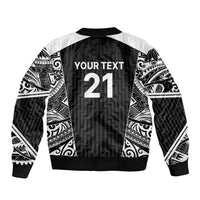 New Zealand Black Fern Custom Bomber Jacket Maori Tukutuku Black-white Motif LT9 - Polynesian Pride