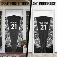 New Zealand Black Fern Custom Door Cover Maori Tukutuku Black-white Motif - Polynesian Pride