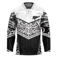 New Zealand Black Fern Custom Hockey Jersey Maori Tukutuku Black-white Motif - Polynesian Pride