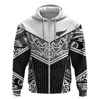 New Zealand Black Fern Custom Hoodie Maori Tukutuku Black-white Motif