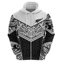 New Zealand Black Fern Custom Hoodie Maori Tukutuku Black-white Motif