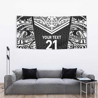New Zealand Black Fern Custom Tapestry Maori Tukutuku Black-white Motif