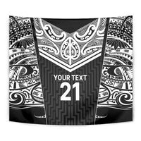 New Zealand Black Fern Custom Tapestry Maori Tukutuku Black-white Motif