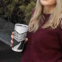 New Zealand Black Fern Custom Tumbler Cup Maori Tukutuku Black-white Motif