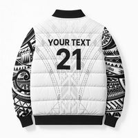 New Zealand Koru Fern Custom Bomber Puffer Jacket Simple Taniko Motif - Polynesian Pride