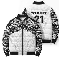 New Zealand Koru Fern Custom Bomber Puffer Jacket Simple Taniko Motif - Polynesian Pride