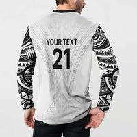 New Zealand Koru Fern Custom Button Sweatshirt Simple Taniko Motif