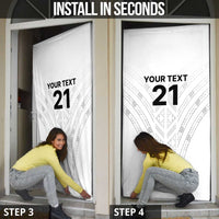 New Zealand Koru Fern Custom Door Cover Simple Taniko Motif - Polynesian Pride