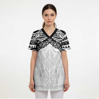 New Zealand Koru Fern Custom Scrub Top Simple Taniko Motif - Polynesian Pride