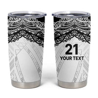 New Zealand Koru Fern Custom Tumbler Cup Simple Taniko Motif LT9 White - Polynesian Pride