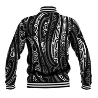 New Zealand Maori Taniko Baseball Jacket Black Kowhaiwhai Puhoro LT9 - Polynesian Pride