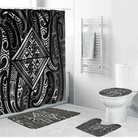 New Zealand Maori Taniko Bathroom Set Black Kowhaiwhai Puhoro - Polynesian Pride
