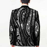 New Zealand Maori Taniko Blazer Black Kowhaiwhai Puhoro - Polynesian Pride