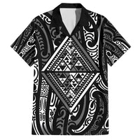 New Zealand Maori Taniko Family Matching Off Shoulder Maxi Dress and Hawaiian Shirt Black Kowhaiwhai Puhoro