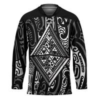 New Zealand Maori Taniko Hockey Jersey Black Kowhaiwhai Puhoro - Polynesian Pride