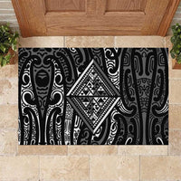 New Zealand Maori Taniko Rubber Doormat Black Kowhaiwhai Puhoro LT9 Black - Polynesian Pride