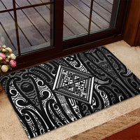 New Zealand Maori Taniko Rubber Doormat Black Kowhaiwhai Puhoro LT9 - Polynesian Pride