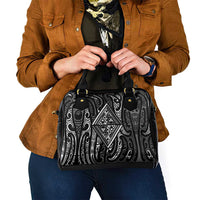 New Zealand Maori Taniko Shoulder Handbag Black Kowhaiwhai Puhoro LT9 - Polynesian Pride