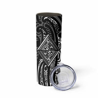 New Zealand Maori Taniko Skinny Tumbler Black Kowhaiwhai Puhoro